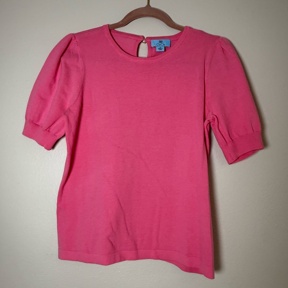CeCe Vibrant Pink Knit Top